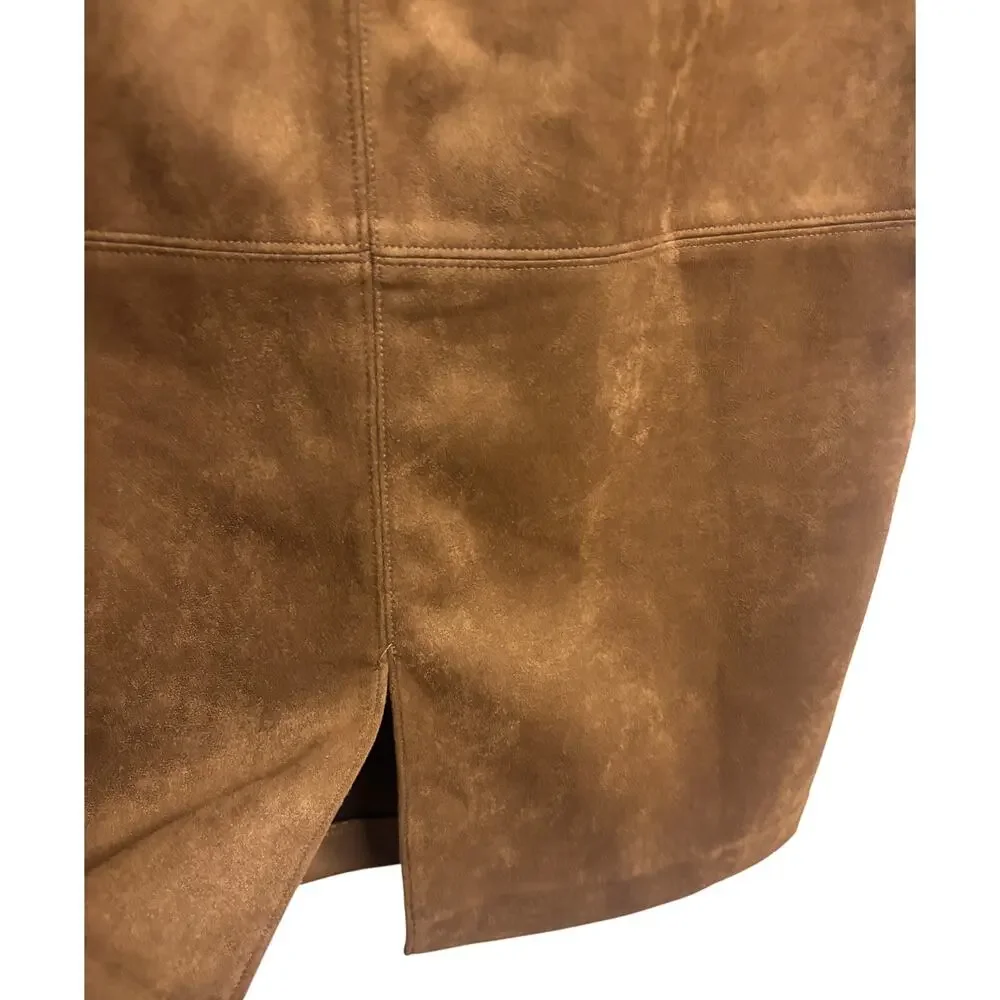Marc New York Faux Suede Pencil Skirt Brown Full Control Waistband Large New - Picture 4 of 9